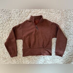 Athleta Brown Quarter-Zip Pullover Fleece